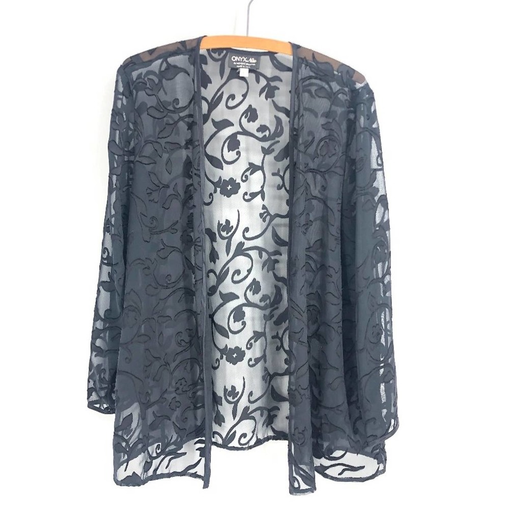 Vintage Onyx Nite by Wendye Chaitin Lace Delicate Robe Sz Large